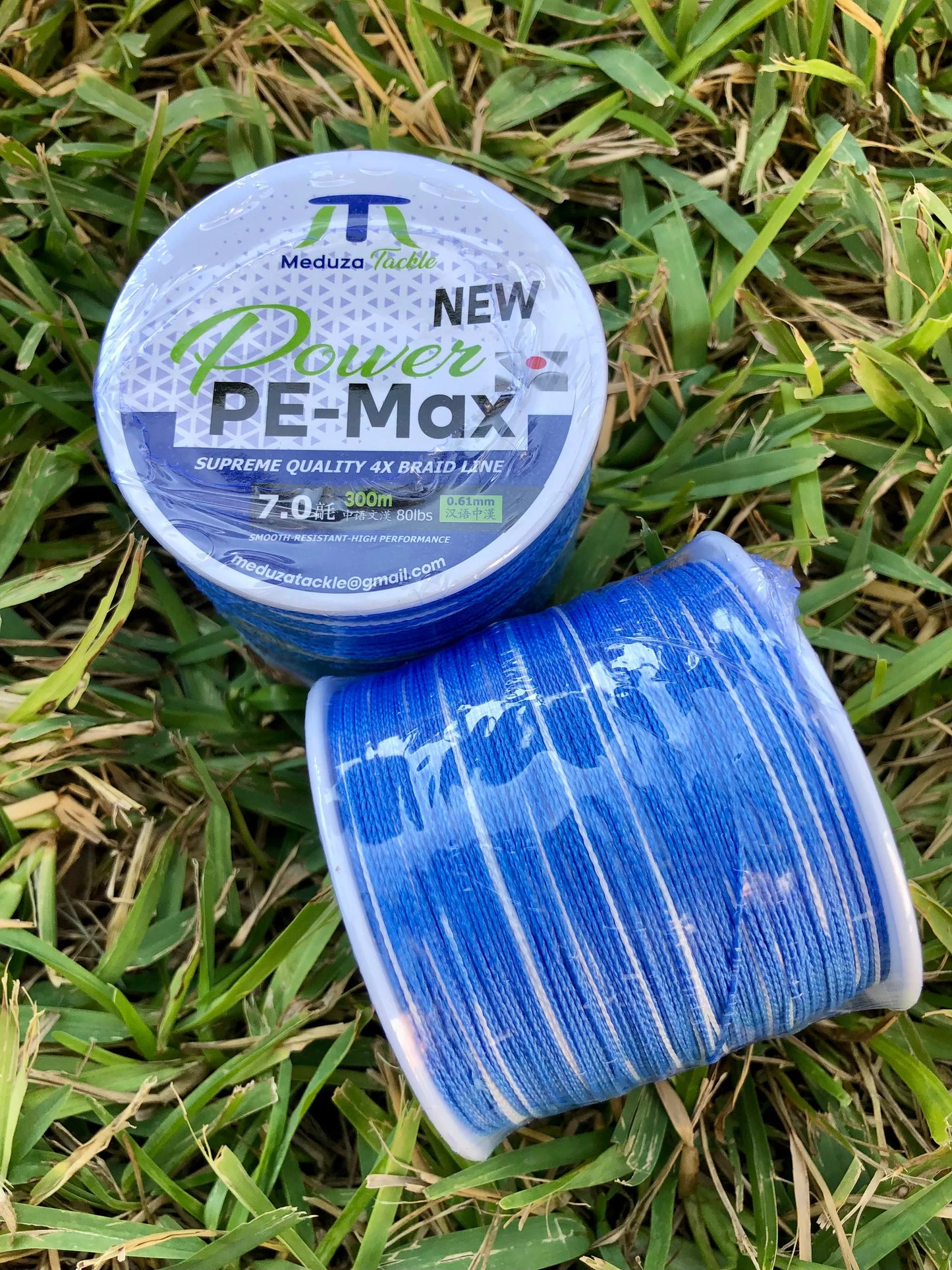 Línea Trenzada 4X 80lbs Camo Azul-Blanco